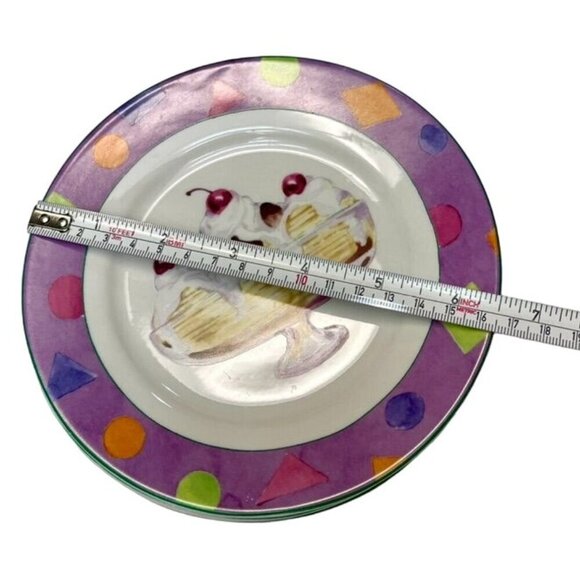 Set Of 4 American Atelier Porcelain Dessert Plates - Ice Cream Sundae Float Cone - Picture 9 of 9